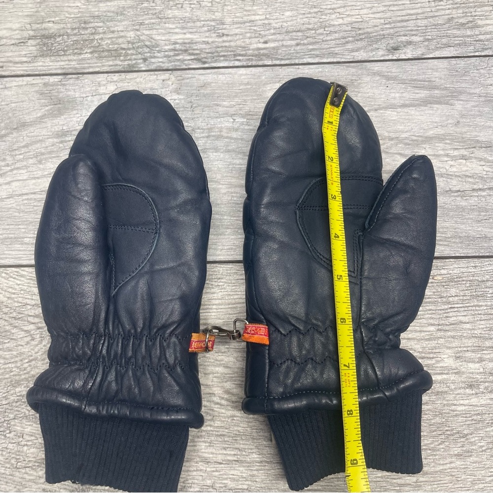 Vintage Kombi Blue Leather Mittens Diamond Pattern Women's Medium - Picture 4 of 8